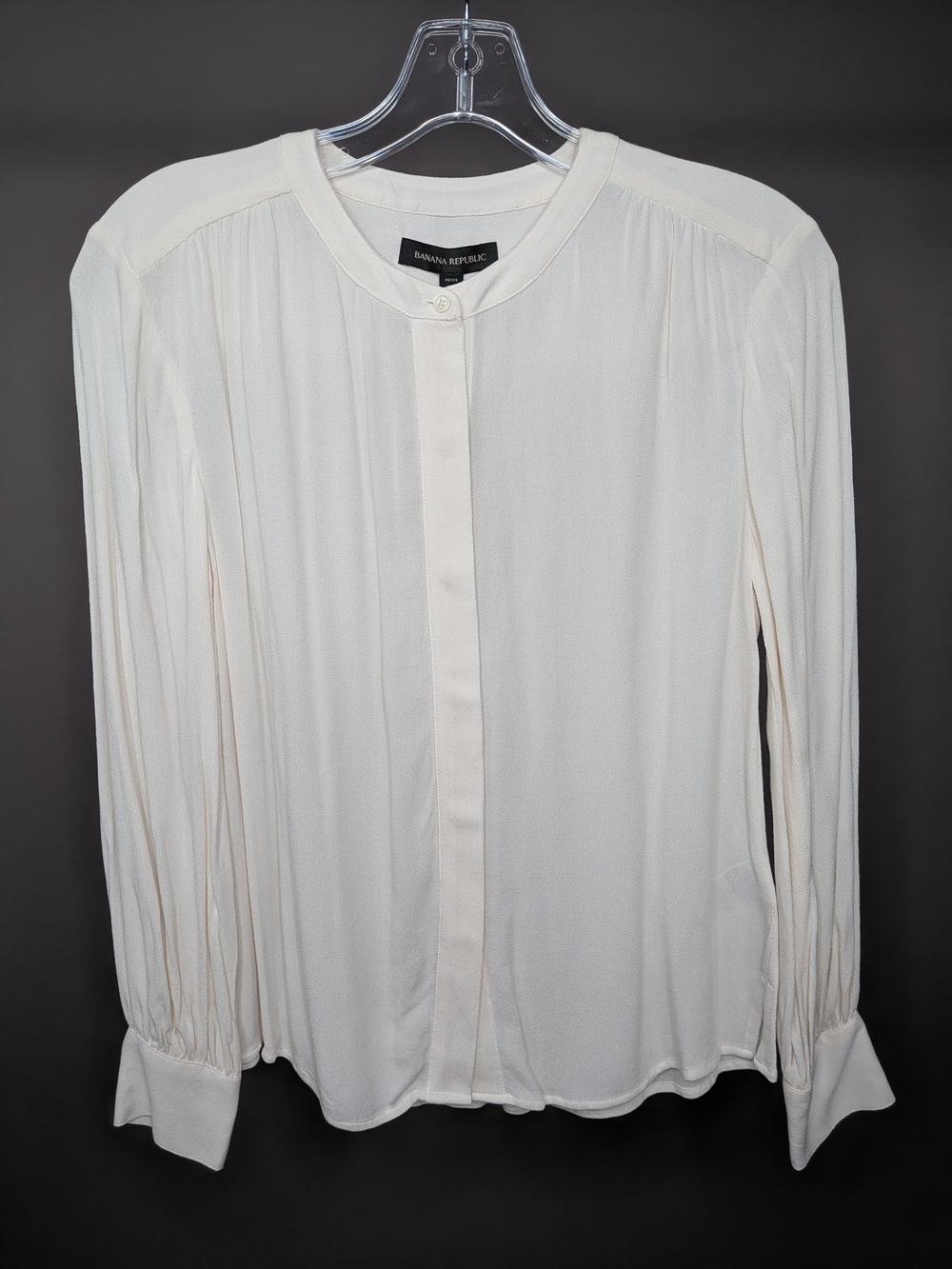 Banana Republic Ivory Long-Sleeve Pleated Button-Front Blouse NWT